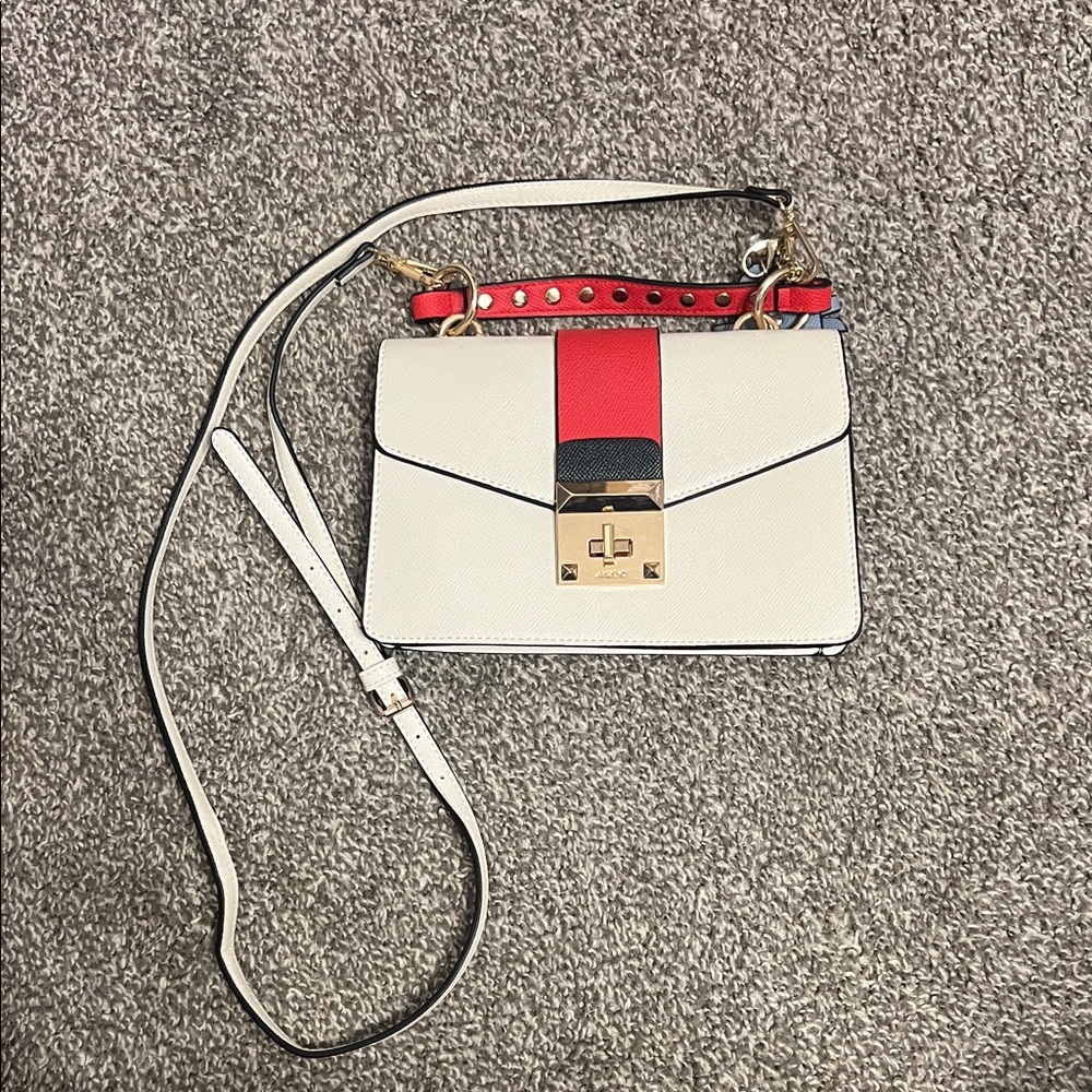 Aldo White and Red Crossbody Bag